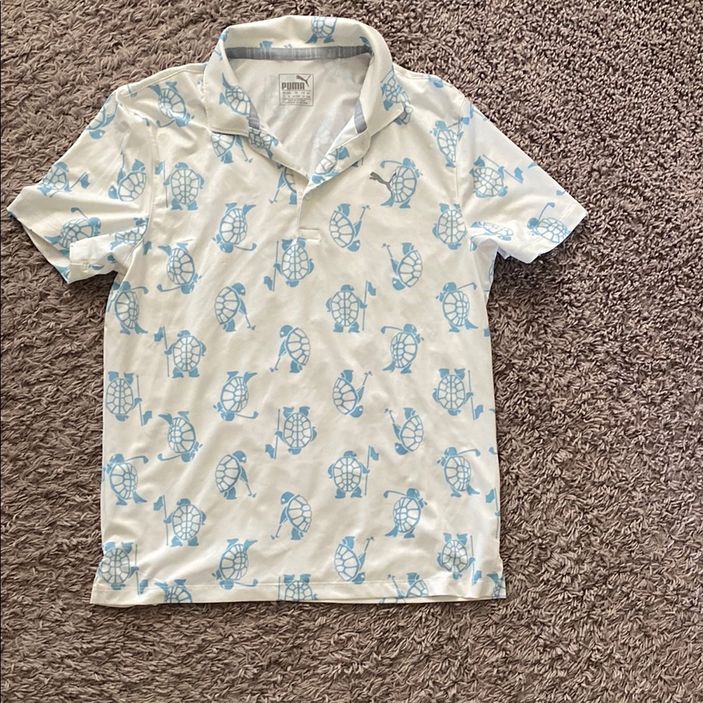 Puma Kids Polo Shirt - White and Blue